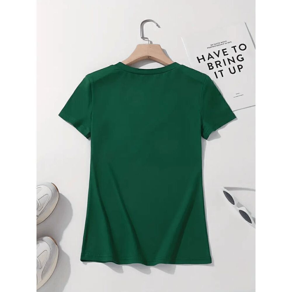 Slim Fit Plunge Short Sleeve T-Shirt Top - Picture 4 of 6